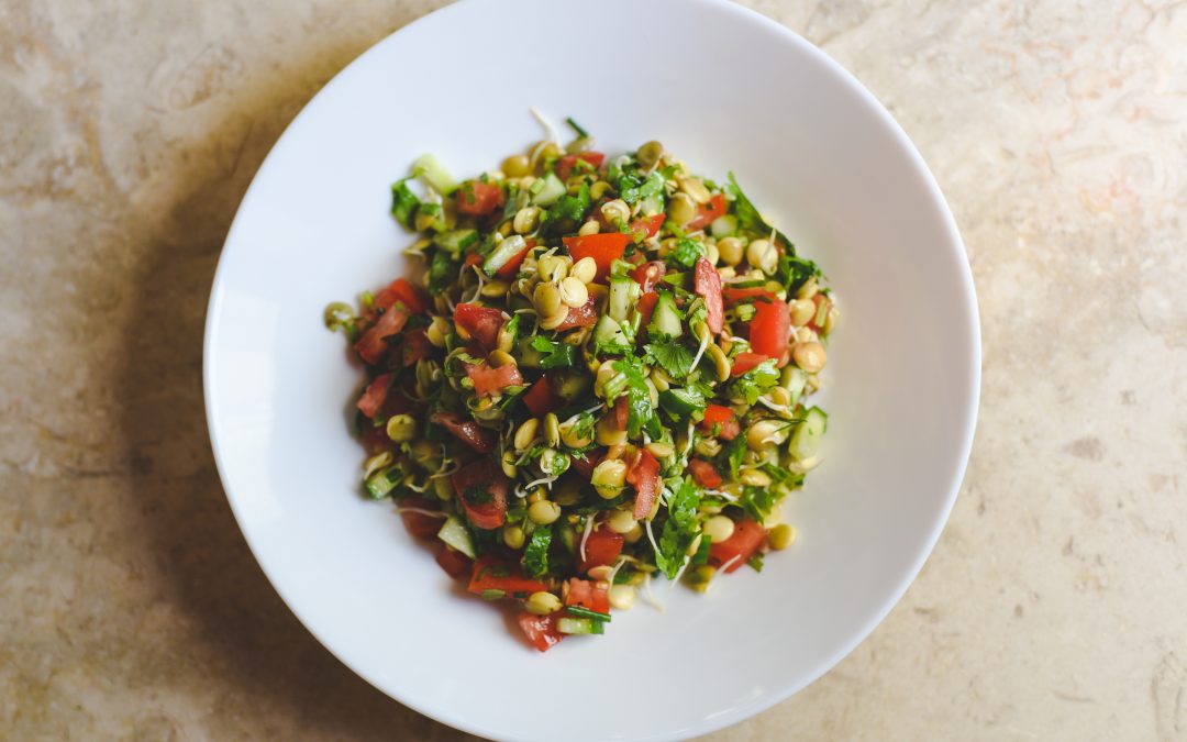 Sprouted Lentils, Tomatoes & Coriander Salad