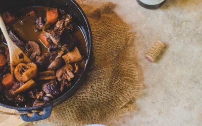 Beef Casserole with Root Vegetables, Mushrooms & Wine