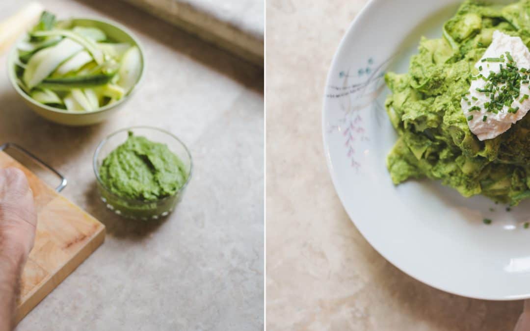 Zucchini Noodles with Almond-Peppermint Pesto